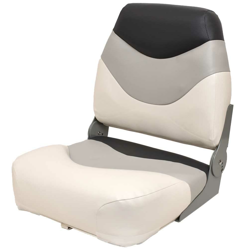 Boat Folding Fishing Seat 75108WGC | 16 3/8 Inch White Gray Charcoal
