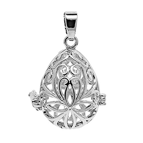 Preisvergleich Produktbild IPOTCH Tibetan Silber Perlen Engelrufer Anhänger, Weihnachtsschneeflocken Engelsflügel Käfig Locket Anhänger Halskette - Wassertropfen