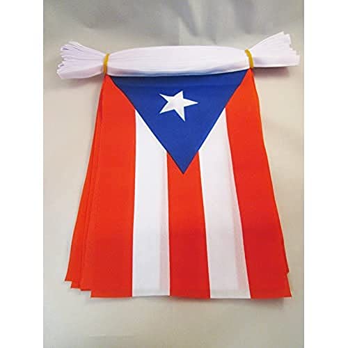 Image of AZ FLAG Puerto Rico 6 meters BUNTING Flag 20 flags 9'' x 6'' - Puerto Rican STRING flags 15 x 21 cm