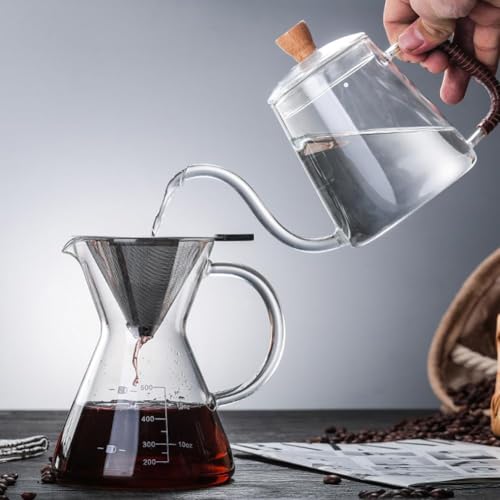 Image of Stainless Steel Coffee Dripper Reusable Filter with Handle, Paperless Pour Over Coffee Maker, Fine Mesh for Rich Natural Flavor, Eco-Friendly Durable Coffee Brewing Cone for Home & Travel