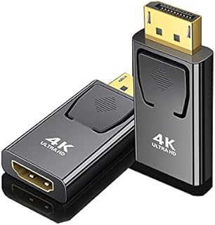 DisplayPort to HDMI 4K Adapter, DisplayPort Male HDMI Female DP to HDMI Adapter for 4K TV HDTV Monitors Laptop Projectors and Others