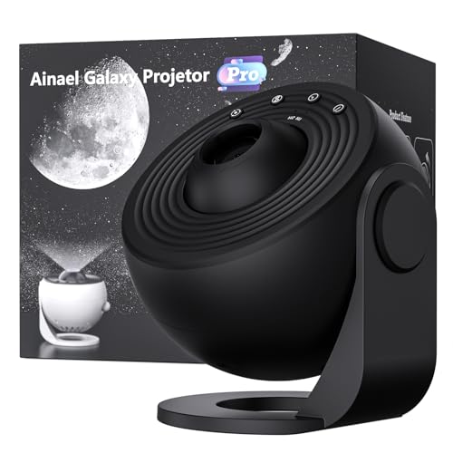 Ainael Projecteur Galaxie, Projecteur Ciel Etoile Planetarium Projector Veilleuse avec 3 Diapositives en Verre HD, Galaxy Projector Pro pour Enfant Adulte Chambre Cadeau