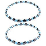 Apocalyptic-K Colourful Hematite Magnetic Anklets for Women, 24CM(9.45IN),Pack of 2, (Blue Cat's Eye & Magnet，6MM)