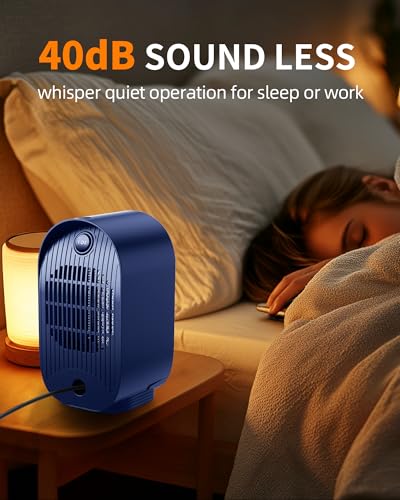 Image of Space Heater, Portable Heater for Indoor Use, Small Electric Heaters with Overheat & Tip-Over Protection, Mini Desk Heaters for Office Bedroom Bathroom, Compact & Efficient Heating, Blue