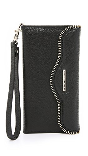 Rebecca Minkoff Iphone 6 Plus Leather Folio Wristlet Cell Phone Case, Black, One Size