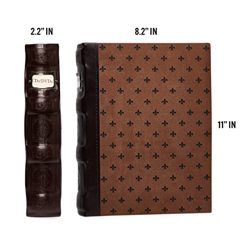 Bellagio-Italia Tuscany Cd/Dvd Storage Binder Set - Leather - 144-Disc Capacity - Storage Organizer For Dvds, Cds, Blu Rays, & Video Games - Acid-Free Binder Organizer Sheets - 3 Pack - Chestnut #TOP5