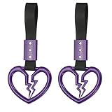 PATIKIL 2Pcs Broken Heart Shaped Car Handle Straps, Car Hanging Accessories Bumper Warning Ring Drift Charm for Auto Decor Interior Exterior Decoration, Purple