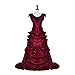 Fortunehouse Women's Gothic Victorian Bustle Wedding Gown Renaissance Vintage Long Dress Steampunk Ball Gowns Evening Dress Costume, Red, Small