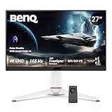 BenQ MOBIUZ EX271U 27” 4K UHD 165Hz Gaming Monitor, 1ms GtG, AMD FreesSync Premium, DP 1.4, HDMI 2.1, 65W USB-C, 95% P3, Height Adjust, eARC (7.1 Channel), KVM,AI Color Adjustment, Remote Controller