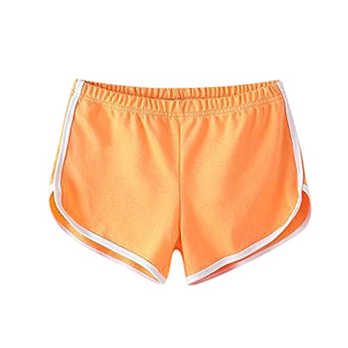 FANSHONN Women's Solid Color Dolphin Shorts Elastic Waist Yoga Running Workout Athletic Shorts Lounge Shorts Orange