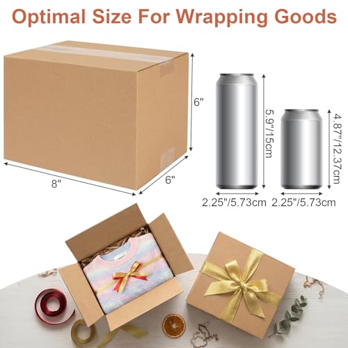 Corrugated Cardboard Boxes,4 PCS 8x6x6 inches Shipping Boxes, Brown Corrugated Cardboard Boxes for Packing, Mailing, Moving,Gifts & Storage(Brown)
