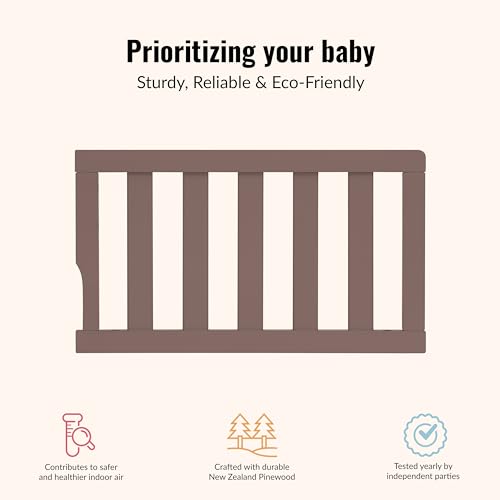 Image of Dream On Me Toddler Guard Rail for Convertible Crib, Solid Wood Bed Rail for Toddler Bed Conversion, Baltic Amber