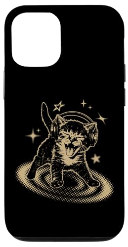 90s Y2K Cat Headphones Stars Silly Grunge Vintage Graphic �X�}�z�P�[�X iPhone 12/12 Pro �p