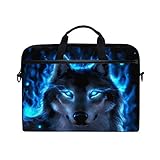 ALAZA Cool Midnight Wolf Animal 15 inch Laptop Case Shoulder Bag Crossbody Briefcase Messenger Sleeve for Women Men Girls Boys with Shoulder Strap Handle, for Her Him
