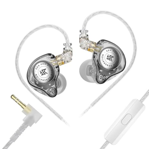 Image of KZ EDX Pro 2 in-Ear Monitor IEM with Mic Earphones with 10mm Dynamic Driver, Balanced Sound, Detachable Silver-Plated Cable with 3.5mm Plug, Metallic Faceplate, Comfortable Fit Wired IEM (Clear)