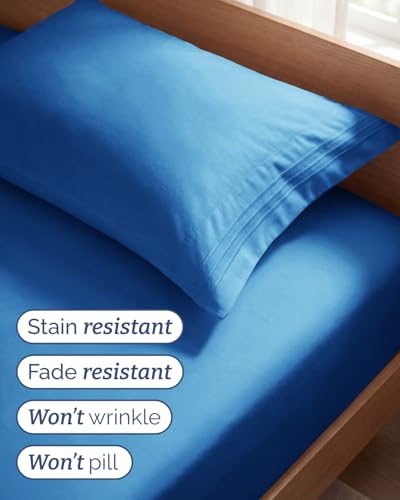 Twin Size 3 Piece Sheet Set - Comfy Breathable & Cooling Sheets - Hotel Luxury Bed Sheets for Women and Men - Deep Pockets, Easy-Fit, Soft and Wrinkle Free Sheets - Royal Blue Oeko-Tex Bed Sheet Set — view 5