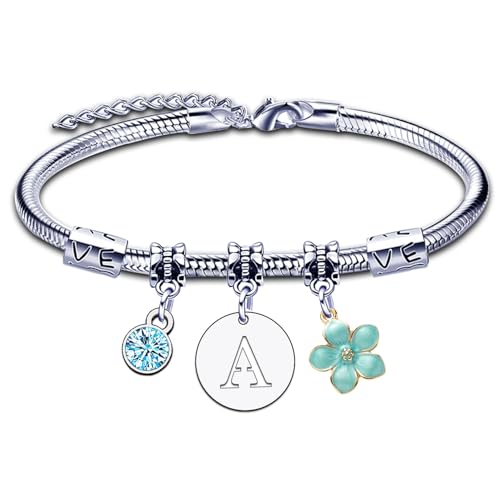 ZYMGUO Bracelet Femme Lettre Initiale Prénom Pour Femme Argent Lettres A-Z Pendentif Bracelets...