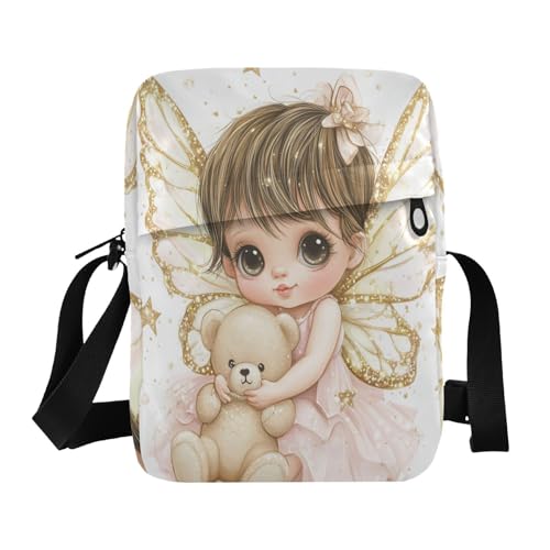 Cute Baby Golden Wings messenger bag for women shoulder bag crossbody Shoulder Handbags Adjustable Strap for Shopping business