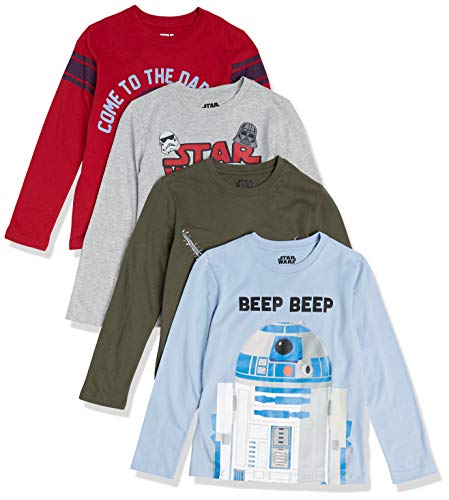 Spotted Zebra Disney Marvel Camiseta de Manga Larga Fashion-t-Shirts, Paquete de 4 pitidos Star Wars, US S (EU 116 CM)