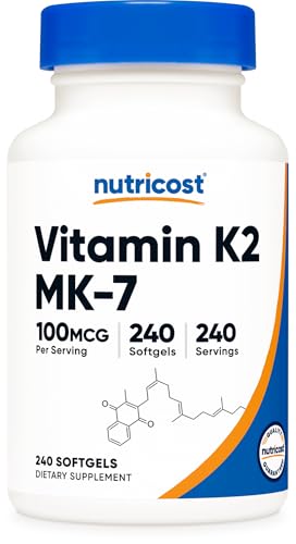 Nutricost Vitamin K2 MK-7 100 mcg, 240 Softgels - Gluten Free and Non-GMO MK7