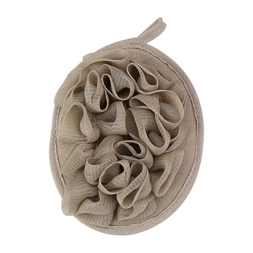 KITCHENKARATLY 3 piezas Esponjas de Baño con Diseño de Flor Colores Sólidos con Cuerda Colgante Esponja Ducha Suave y Duradera para Exfoliación y Limpieza Corporal Café Oscuro Rosa Oscuro