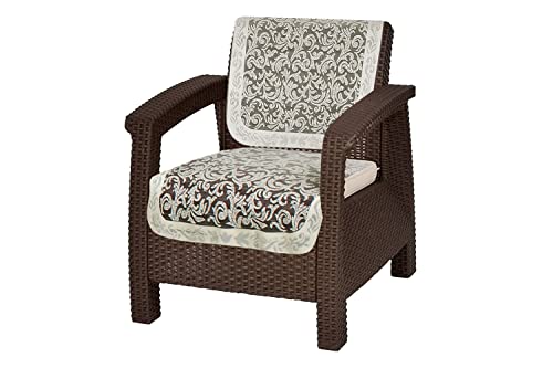 Image of The Furnishing Tree Cotton Floral Knitted Pattern 10 Pieces 5 Seater Sofa Cover Set Offwhite