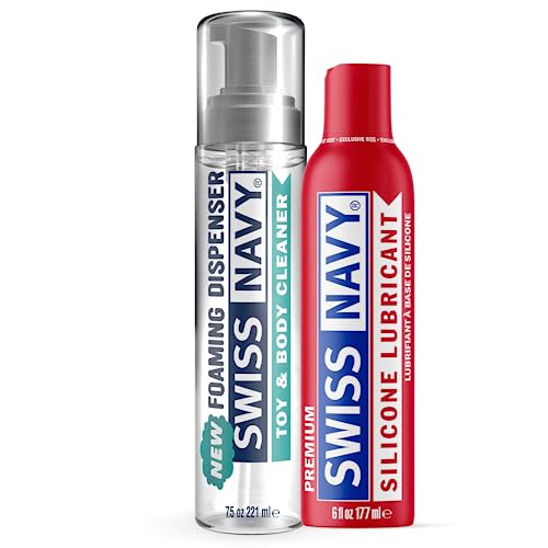 SWISS NAVY Toy & Body Foaming Cleaner 7oz and Premium Silicone-Based Personal Lubricant 6oz