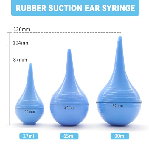 3 Pack Hand Bulb Ear Syringes, Soft Reusable Rubber Suction Ear Bulb Syringe Ball, Ear Washing Squeeze Bulb, Baby Ear Cleaning Bulb for Kids, Adults, Pet (3 Sizes) - Thumbnail 2