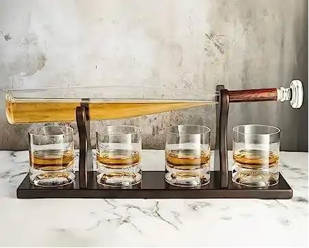 Image of Whiskey Decanter with Antique Crystal Clear (Baseball Whiskey and Spirits)