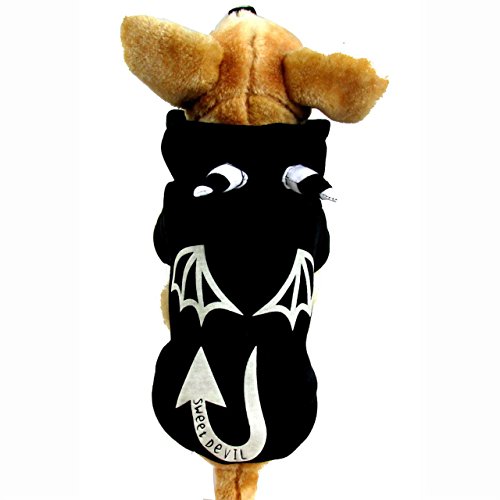 Mogoko Reflective Dog Cat Halloween Devil Costume,Funny Pet Costumes Cosplay Dress, Puppy Fleece Hoodie Warm Outfits Animal Black Clothes (S Size) #TOP28
