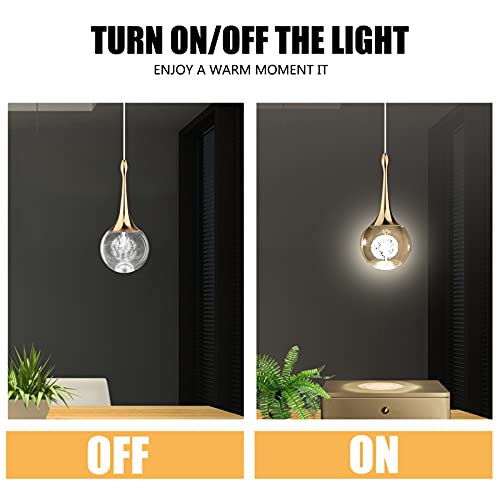 Karuda Teardrop Crystal Pendant Light, Mini Modern Led Hanging Ceiling Light Fixture, Mini Globe Pendant Light In Gold Brushed Brass Finish For Kitchen Island Bedroom Dining Living Room Bar (1 Light) #TOP4