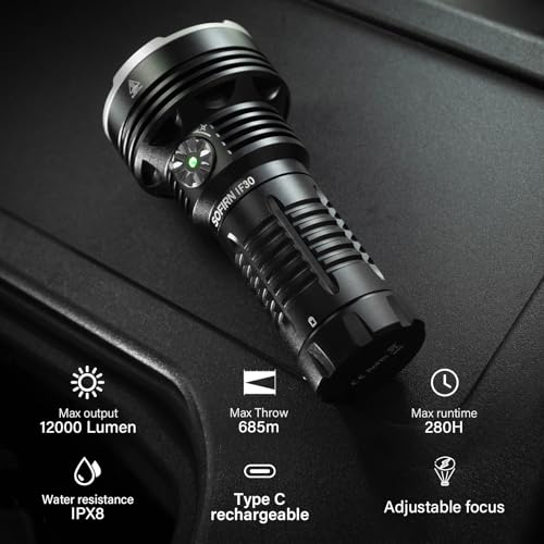 Sofirn IF30 Powerful Torch 12,000 Lumens Ultra Bright Flashlight with Spotlight and Floodlight IPX8 Water Resistance LED Search Light for Home and Outdoor - Image 2