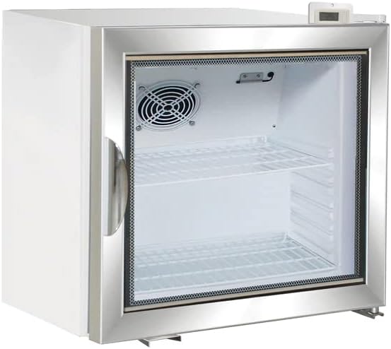 Maxx Cold MXM1-2RHC Commercial Merchandiser Refrigerator for Countertop Use, Featuring Glass Door and 2 PE Coated Wire Shelves with LED Interior Lighting, Silver