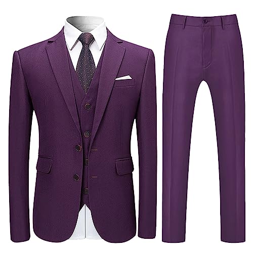 Anzug Herren 3 Teilig Slim Fit - AnzüGe FüR Herren 3 Teilig Modern Baumwolle Freizeit Anzug Set Elegant Hochzeitsanzug Suit Klassische Herrenanzug Regular Jacke Sakko Westen Anzughosen Komplett