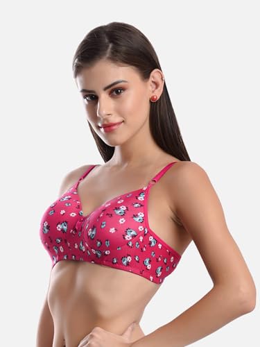 Image of FIMS - Fashion is my style Women Cotton Blend Floral Lightly Padded Bra Non-Wired Full Coverage Multicolor Cup- B