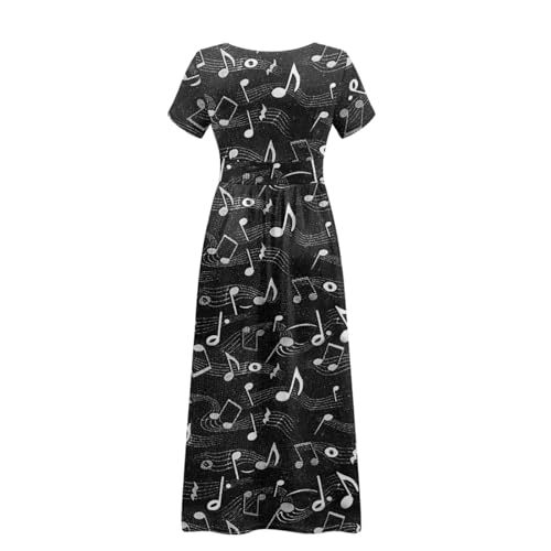 Image of Women's Fall Summer Short Sleeve Ankle Length V-Neck Party Dress with Pockets Size S-3XL