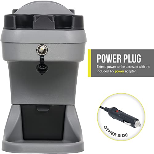 Moblorg Retro Center Console With Plug-In Power Extension For Minivans, Suvs, Vehicle Organizer, Large, 12V Adapter, Made In Usa (Gray) #TOP2