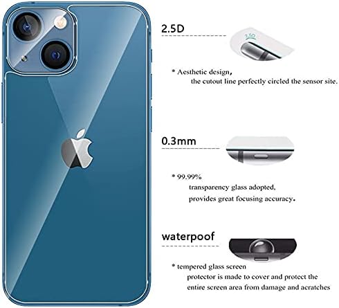 ELYCO Compatible with iPhone 13 mini Back Screen Protector 5.4 inch 2 Pack Tempered Glass+2 Pack Camera Lens Protector,[Bubble-Free][9H Hardness][Anti-Scratch] Back Tempered Glass Film