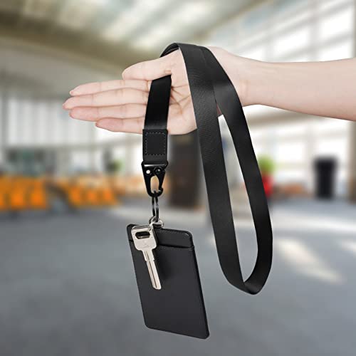 Vicloon Umhängeband Schlüsselband, Schlüsselband Lanyard, Neck Lanyard strip mit und echtem Leder, mit Metall Ring, für Schlüssel, ID Badge Card Holder, Brieftaschen und Ausweishalter(Schwarz)