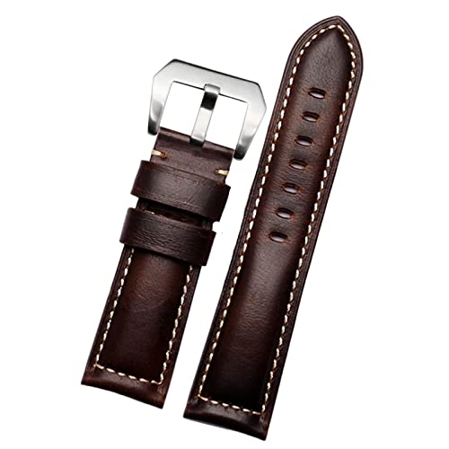 LZVRX 20mm 22mm 24mm 26mm Genuine Leather Retro man Watch Band for Panerai PAM111 441 cowhide Watchband Wrist Strap(Retro dark brown s,24mm)