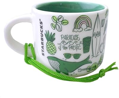 Amazon Starbucks スターバックス スタバ デミタスカップ Been There Series シリーズ アメリカ ハワイ Hawaii エスプレッソ 米国 陶器 グリーンホワイト オレンジ マグ コップ 南国 Pop イラスト 59ml 海外限定 Hawaii限定 ハワイ Starbucks スターバックス