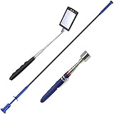 Magnetic Retractable Pickup 20lb, Retractable Inspection Mirror, Flexible 4-claw Pickup. Elastic Spr