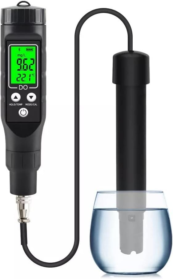 Generic Dissolved Oxygen Meter, Digital Oxygen Test Kit Analyzer, DO Probe with ATC for Aquarium, Measurement Range: 0-30mg/L 6 Replaceable Electrode Tips, 30ml Electrode Filling Fluid