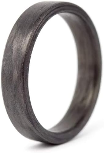 Women's carbon fiber ring. Modern black flat wedding band. Water resistant, very durable and hypoallergenic. (00101_4N)