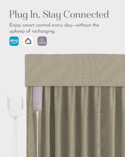 Image of Graywind Motorized Curtains with Track, 100% Blackout Smart Curtains, Hardwired Curtains Compatible with Alexa Google Home Remote Control for Large Windows, Custom Drapes Up to 220 inch, Trace (Taupe)