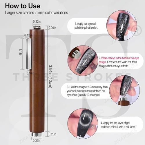 Image of THR3E STROKES 3 in 1 Nail Magnet, Multifunctional Cat Eye Gel Nail Polish Magnet Pen, 3D Magnetic Nail Polish Stick for Home DIY, Salon, Studio, Nail Art Design Tools (3 IN 1)(DARK BROWN)
