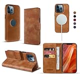 RadEnergy EMF Protection Anti Radiation i-Phone Leather Flip Folio Case for i-Phone, Genuine Leather Wallet Case/Cover with Card Holder & Stand Function (Brown, for iPhone 12 Pro Max)
