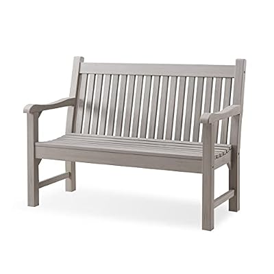 Psilvam Garden Bench, 2-Person Poly Lumber Patio Bench, All-Weather Outdoor Bench that Never Rot and Fade, Memorial Bench, Suit for Garden, Porch and Park(Grey)