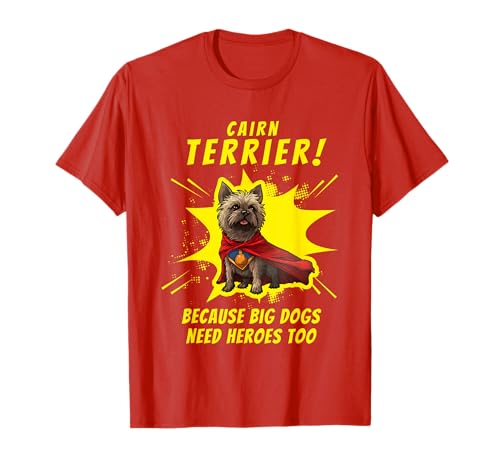 Cairn Terrier Dog By Design Tee Company Cute Superdog Cairn Terrier Unisex-Adults & Kids Blue Small V-Neck T-Shirt