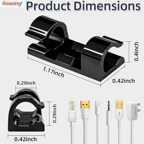 Clips de Cable Autoadhesivos 60 Piezas, Sujetacables Negros de 7.5mm con Adhesivo Fuerte, Organizador de Cables para Debajo de Escritorio, Pared, TV, PC y Ethernet miniatura 2